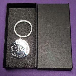 "Uncle & Nephew Best Friends For Life" Keychain, shiny silver tone, with box